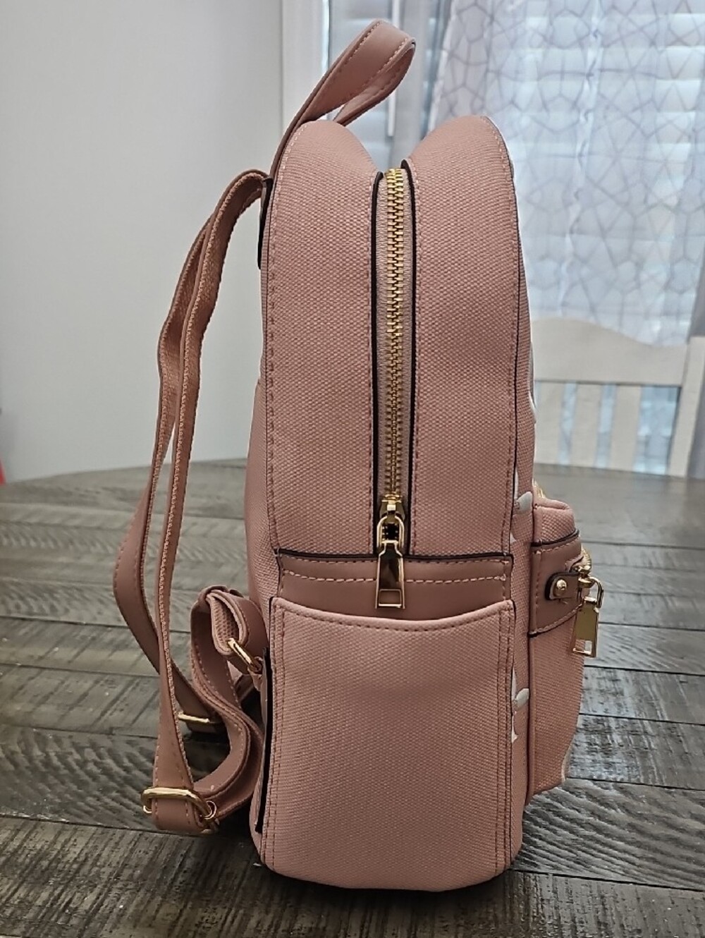 Pink Embossed Backpack with Matching Wallet - Picture 3 of 8